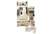 1 Bed, 1 Bath, 550 sq. f. Jr. floor plan